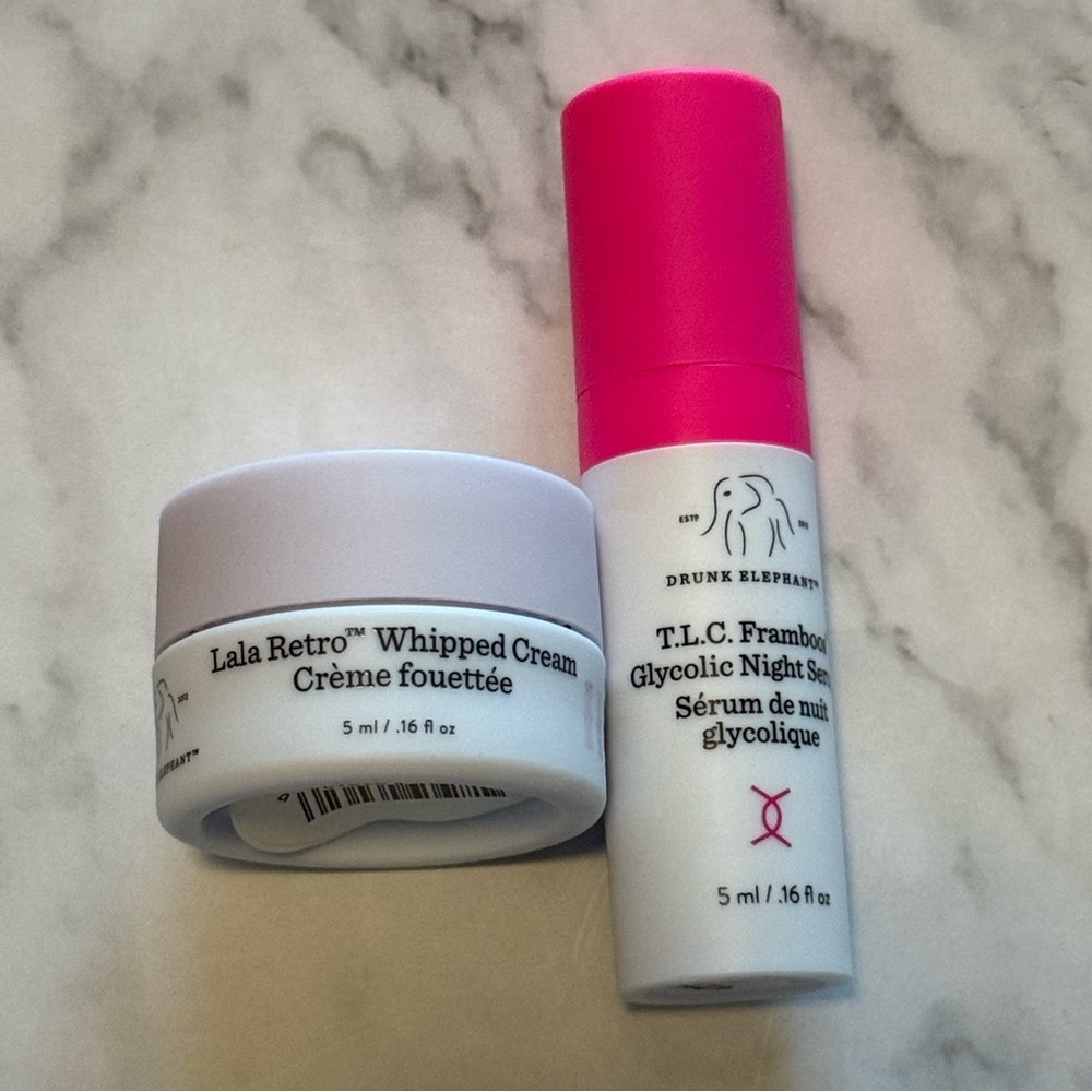 NEW Drunk Elephant Nightime Duo Travel Size Glycolic Serum & Moisturizer